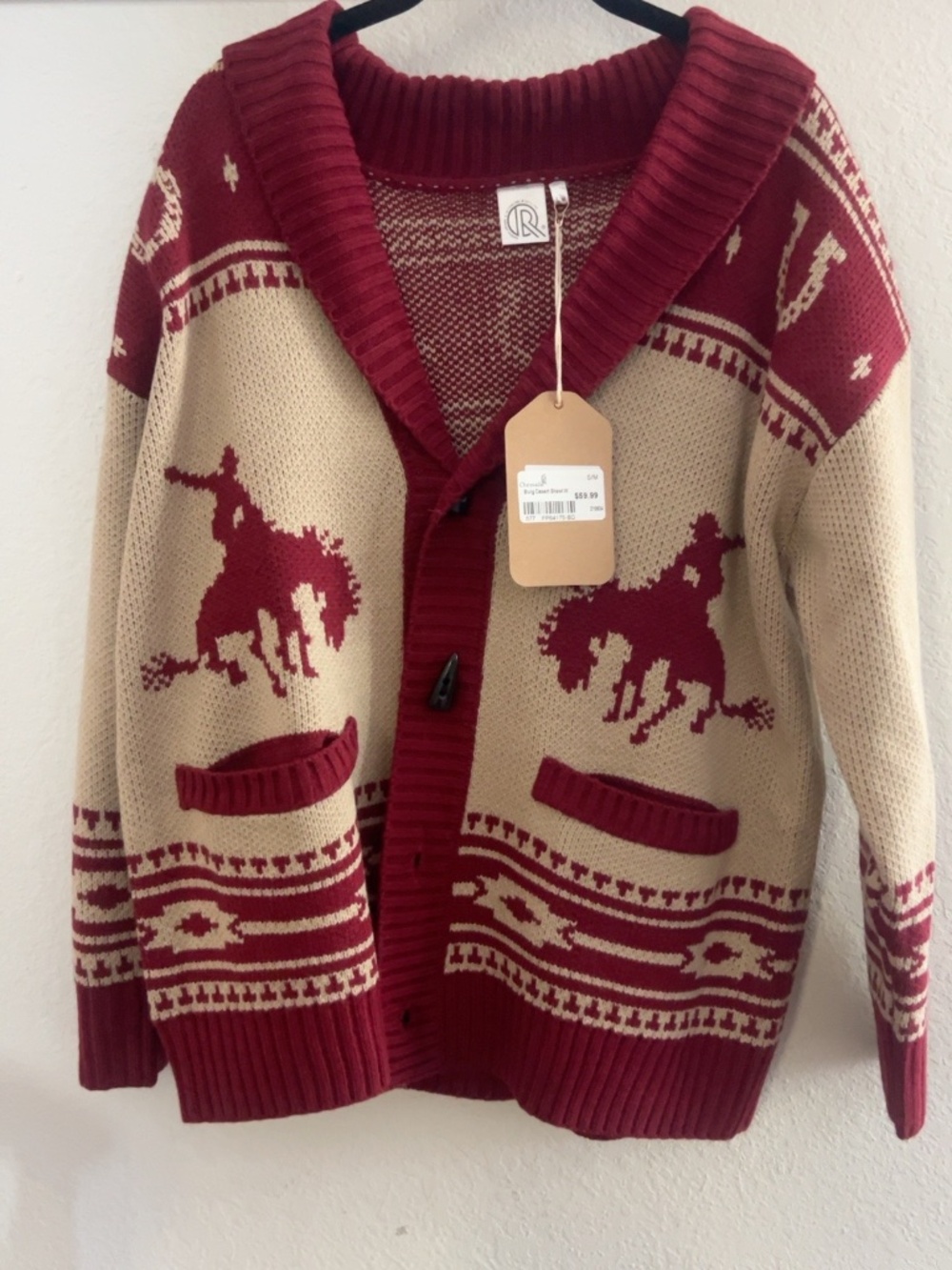 NWT Western Cowboy Horse Southwestern Cardigan Sweater S/M